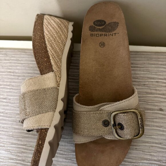 VTG Wedge Heels Beige DR SCHOLLS Bioprintt Sandle - Picture 2 of 3